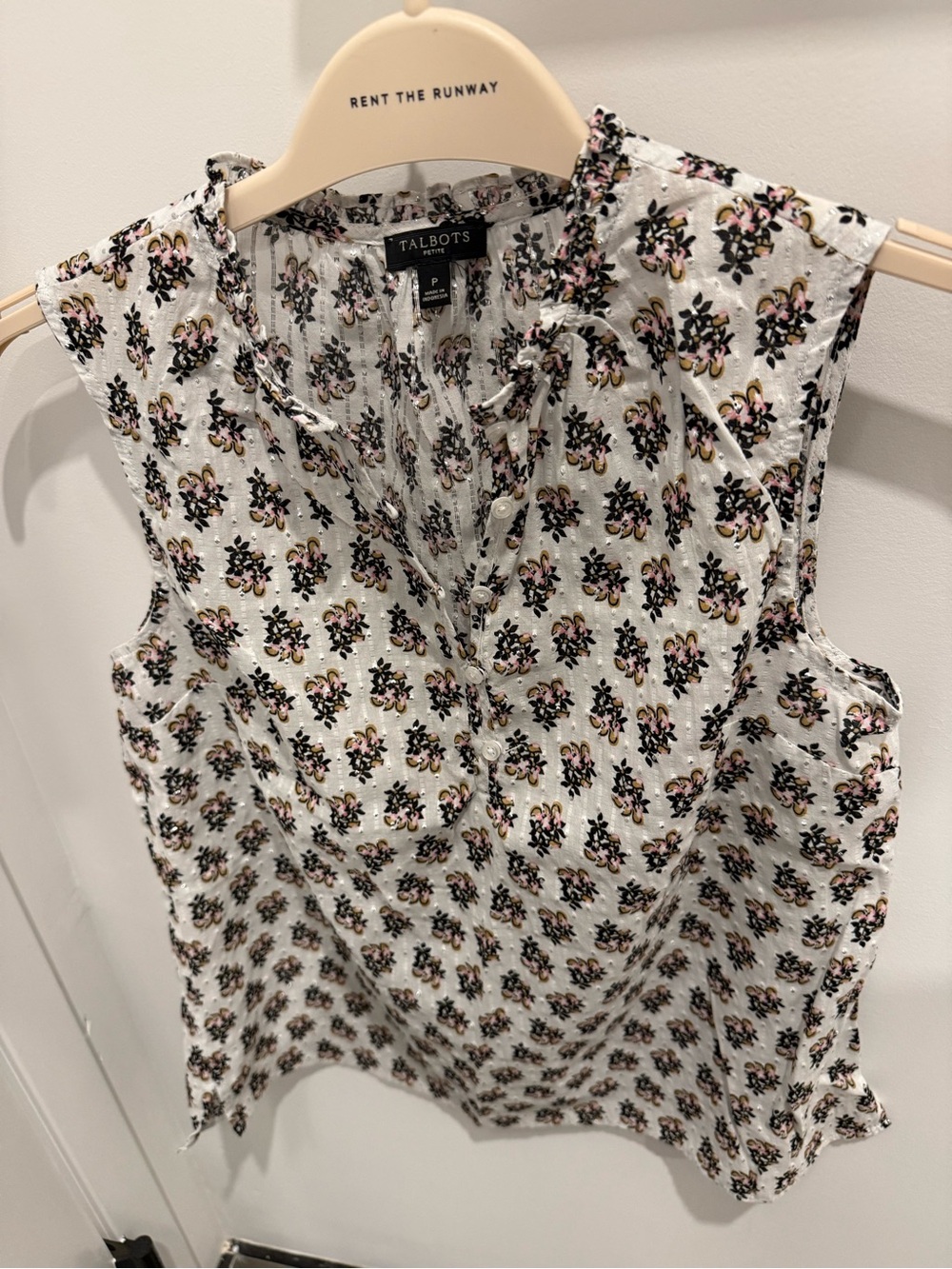 Talbots White Floral-Print Sleeveless Top